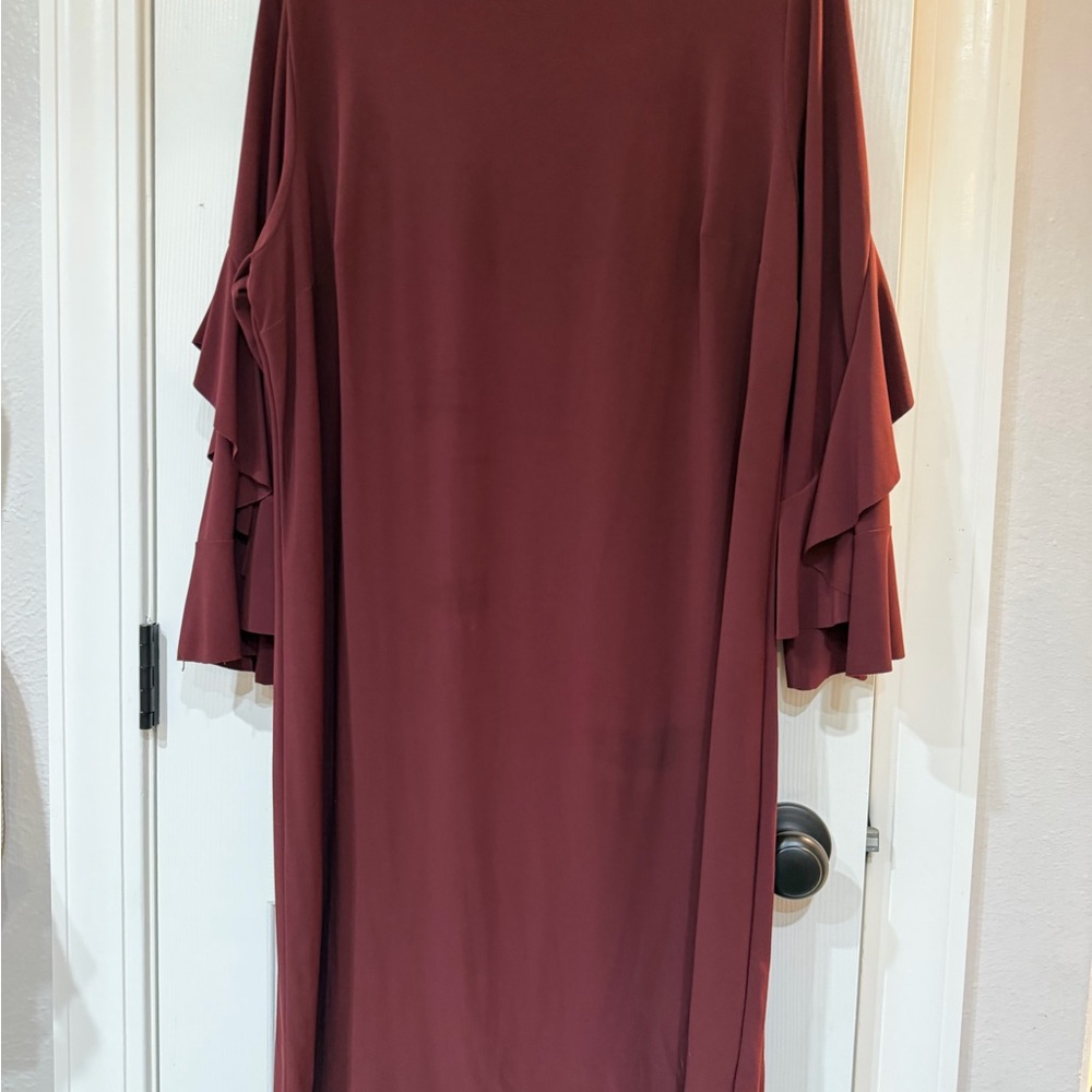 Chic Long Sleeve Burgundy Dress